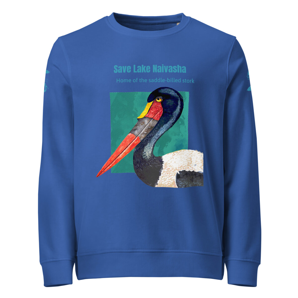 Unisex organic sweatshirt, save Lake Naivasha (saddle-billed stork) - Image 73