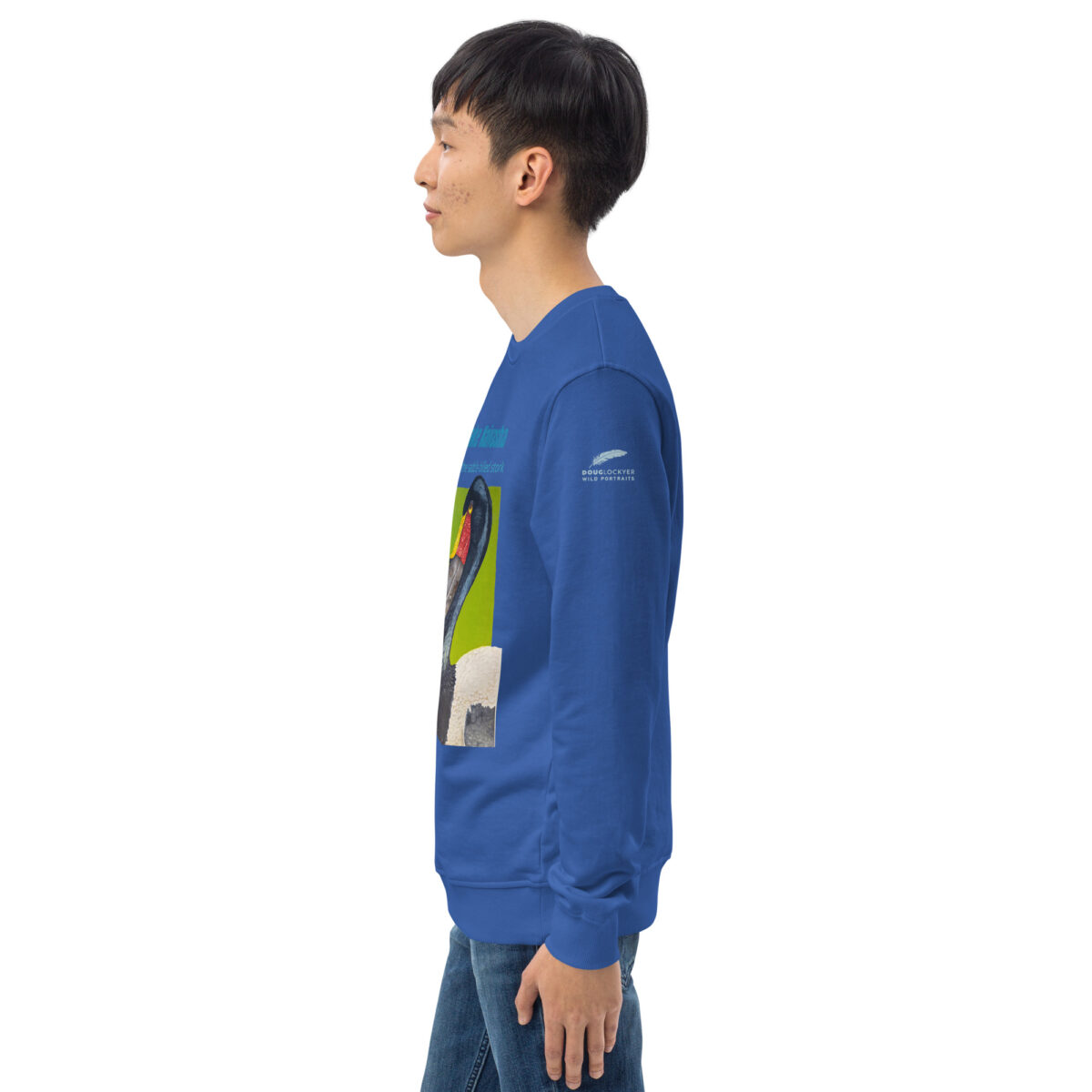 Unisex organic sweatshirt, save Lake Naivasha (saddle-billed stork) - Image 45