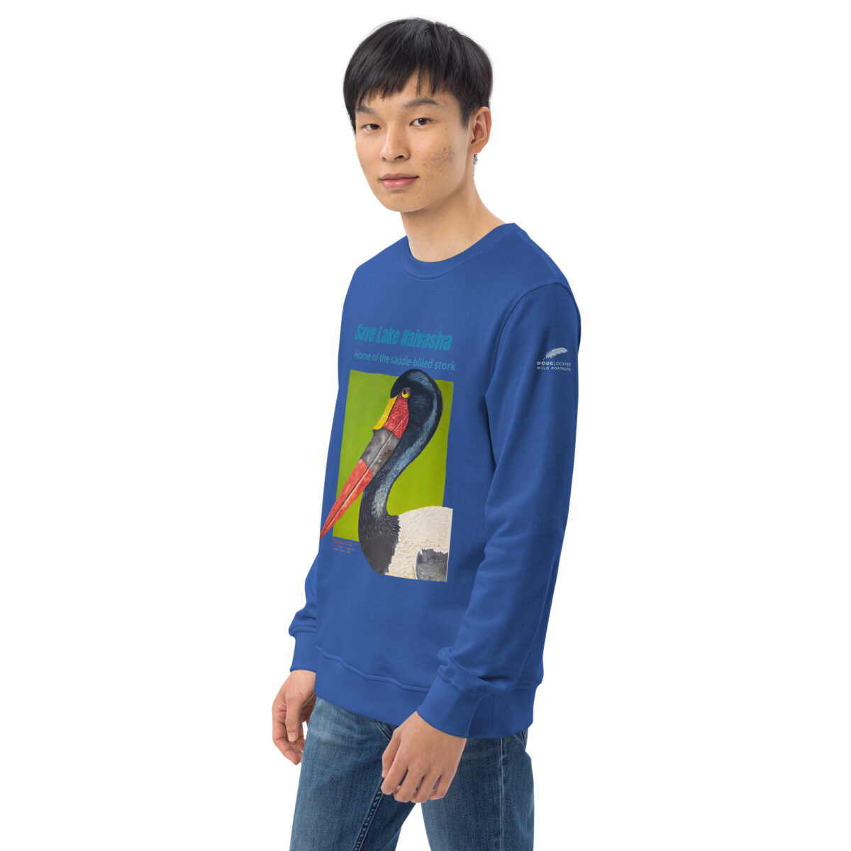 Unisex organic sweatshirt, save Lake Naivasha (saddle-billed stork) - Image 46