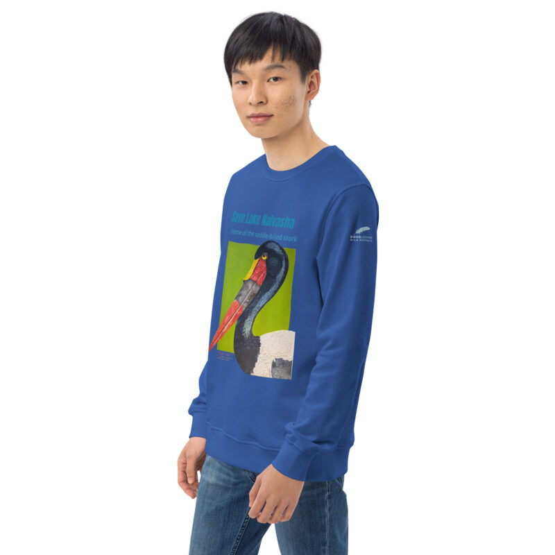 Unisex organic sweatshirt, save Lake Naivasha (saddle-billed stork) - Image 51