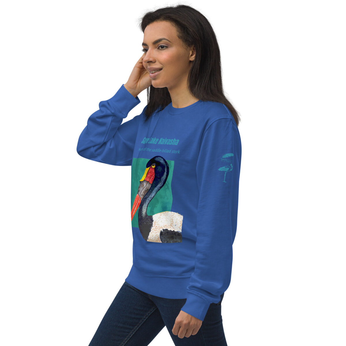 Unisex organic sweatshirt, save Lake Naivasha (saddle-billed stork) - Image 93