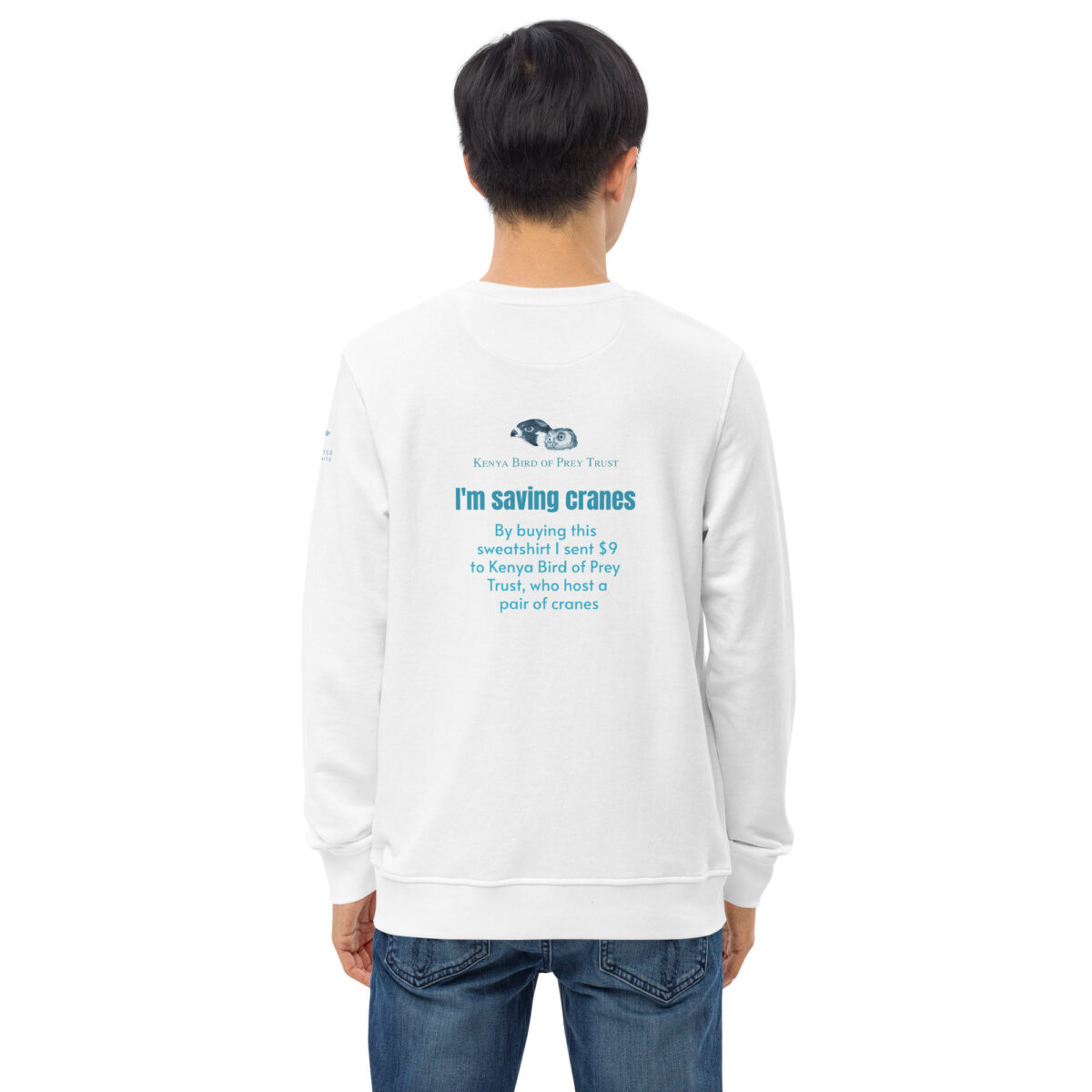Unisex organic sweatshirt, save the cranes - Image 43