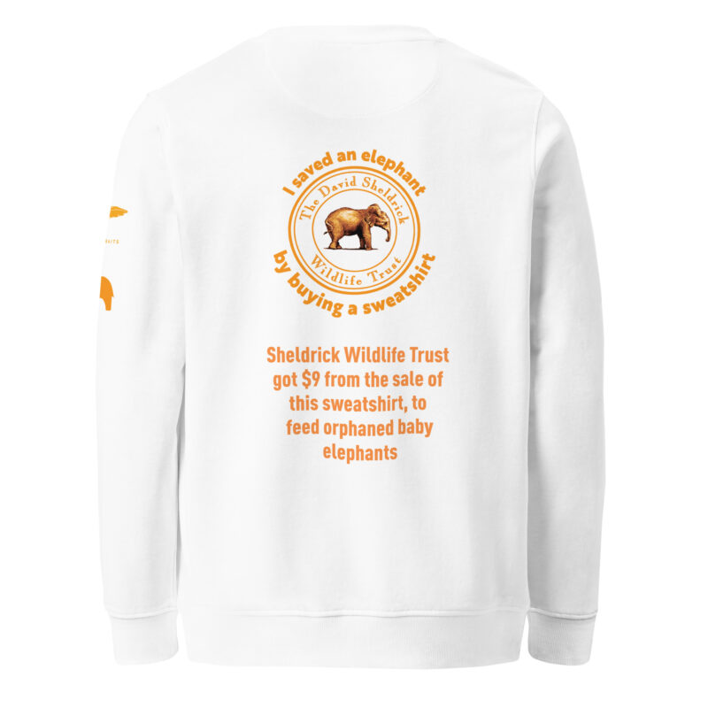 Unisex organic sweatshirt, Save the elephants ("Tim") - Image 13