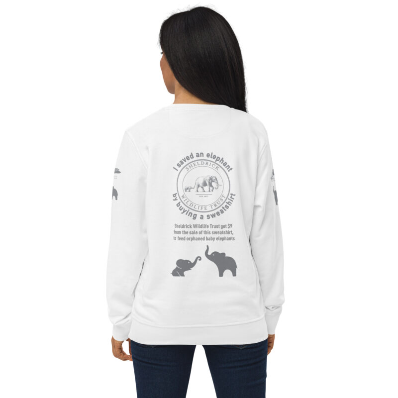 Unisex organic sweatshirt, save the elephants, grey text - Image 30