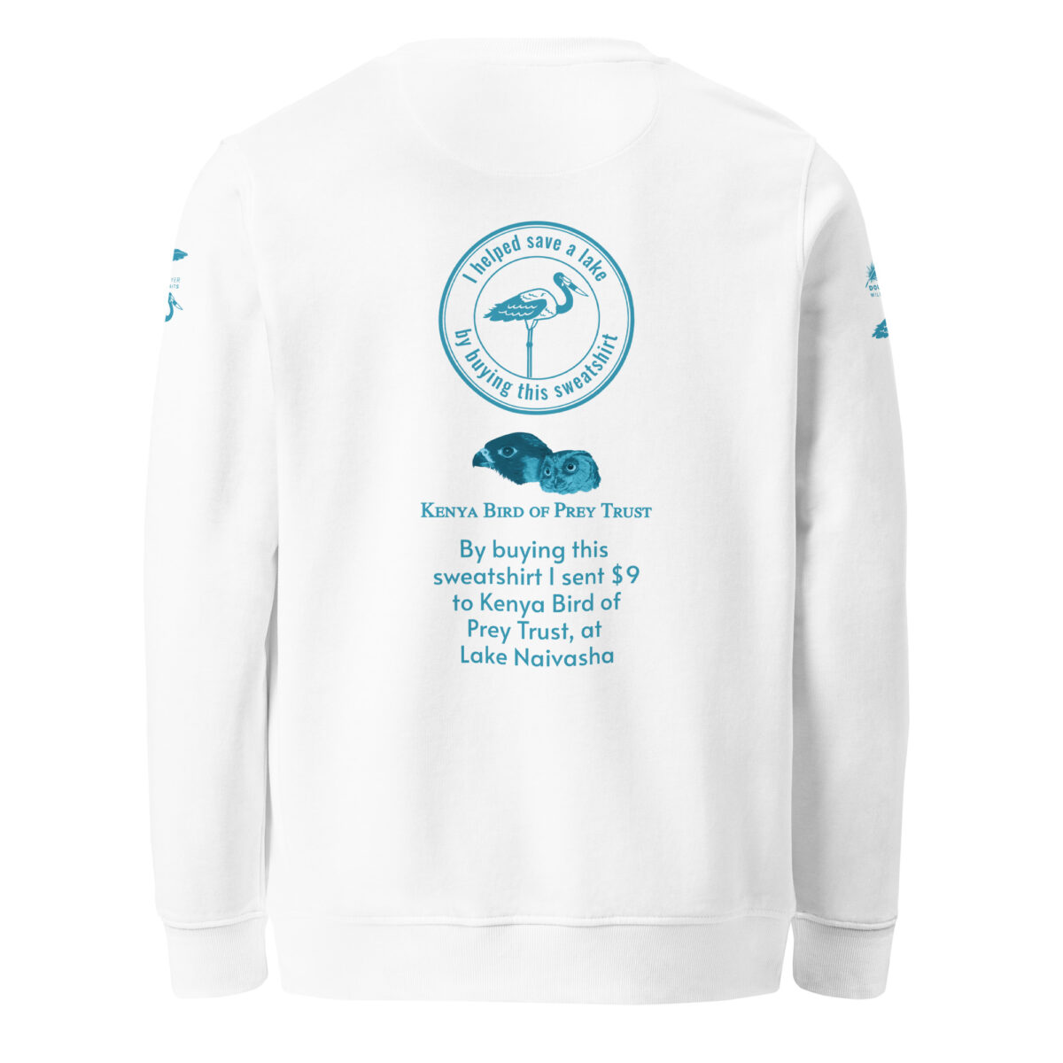 Unisex organic sweatshirt, save Lake Naivasha (saddle-billed stork) - Image 78