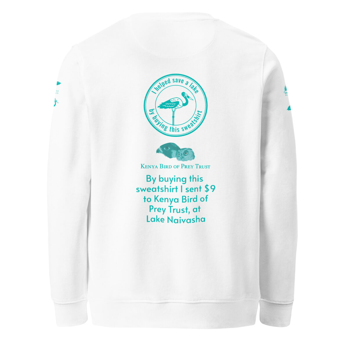 Unisex organic sweatshirt, save Lake Naivasha (saddle-billed stork) - Image 118