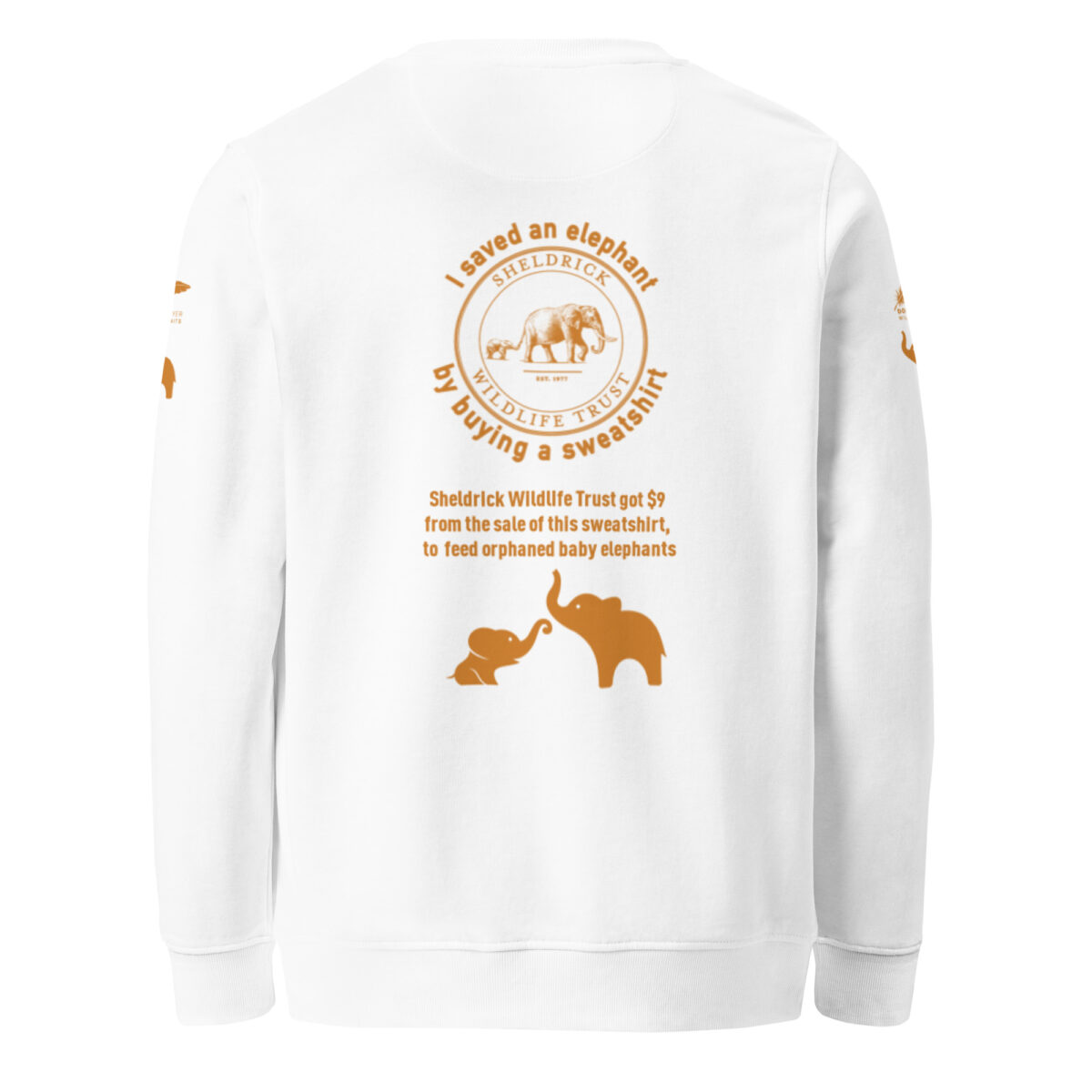 Unisex organic sweatshirt, Save the elephants (posterized art of "Tim",one of te last of thegiant tuskers. - Image 73