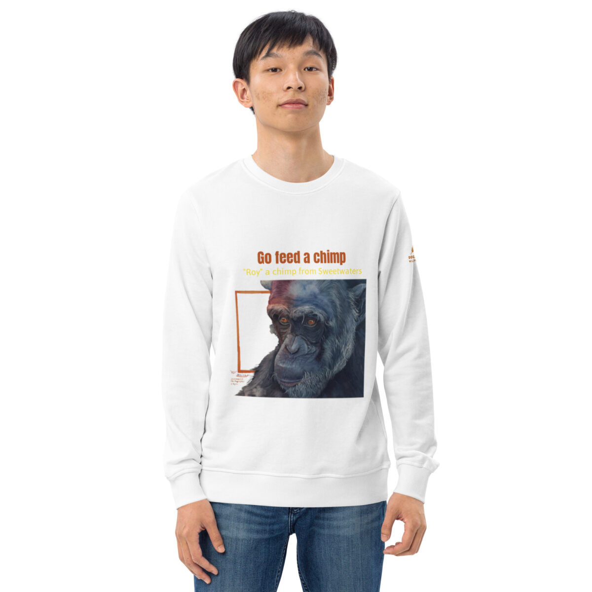 Unisex organic sweatshirt, Go feed a chimp - Image 35