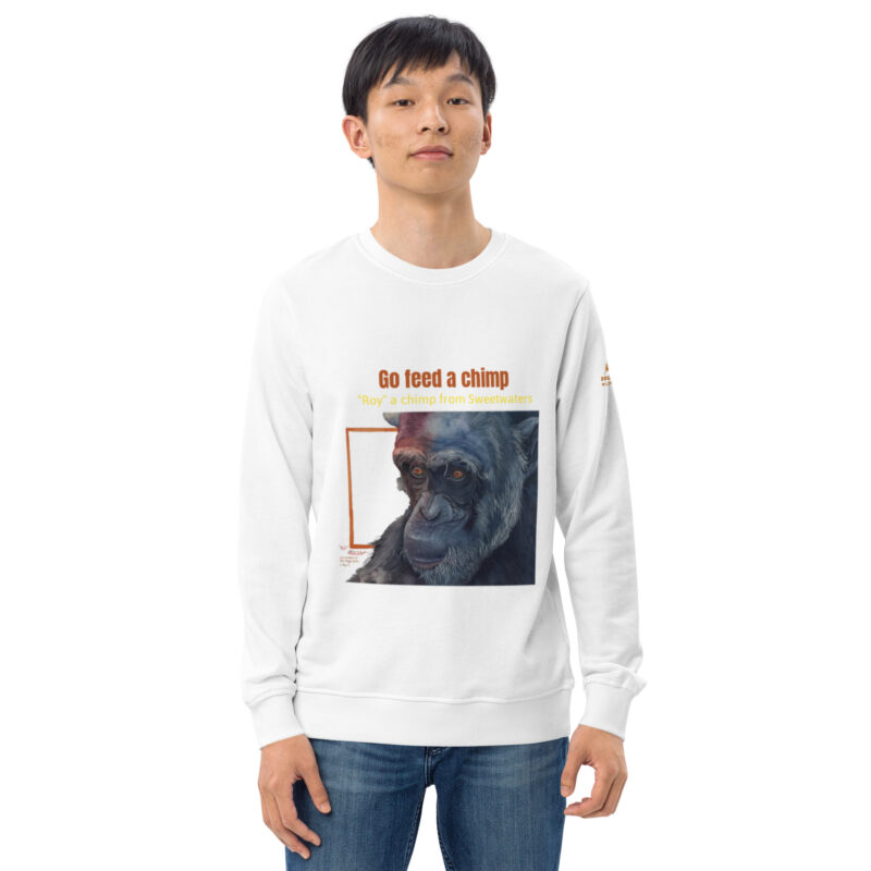 Unisex organic sweatshirt, Go feed a chimp - Image 35