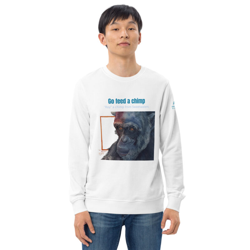 Unisex organic sweatshirt, Go feed a chimp - Image 45