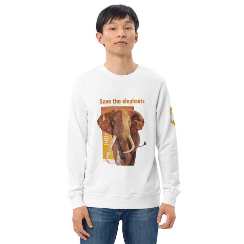 Unisex organic sweatshirt, Save the elephants ("Tim") - Image 35