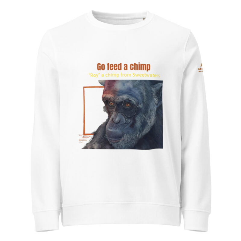 Unisex organic sweatshirt, Go feed a chimp - Image 12