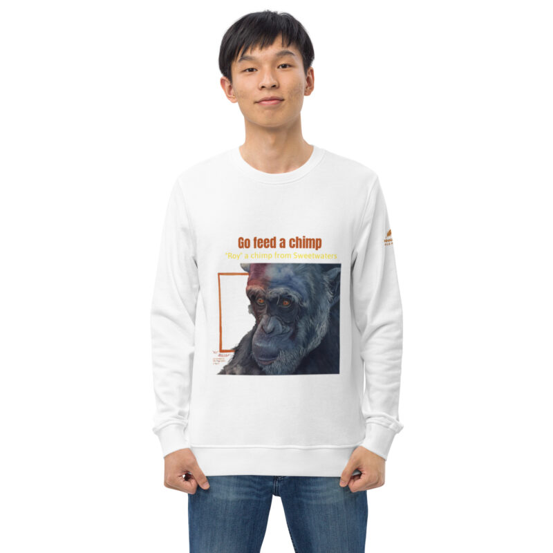 Unisex organic sweatshirt, Go feed a chimp - Image 34