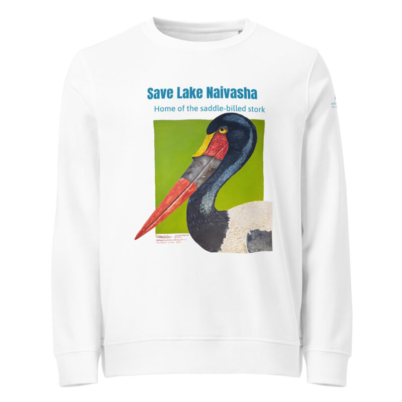 Unisex organic sweatshirt, save Lake Naivasha (saddle-billed stork) - Image 18