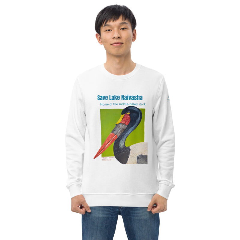 Unisex organic sweatshirt, save Lake Naivasha (saddle-billed stork) - Image 54