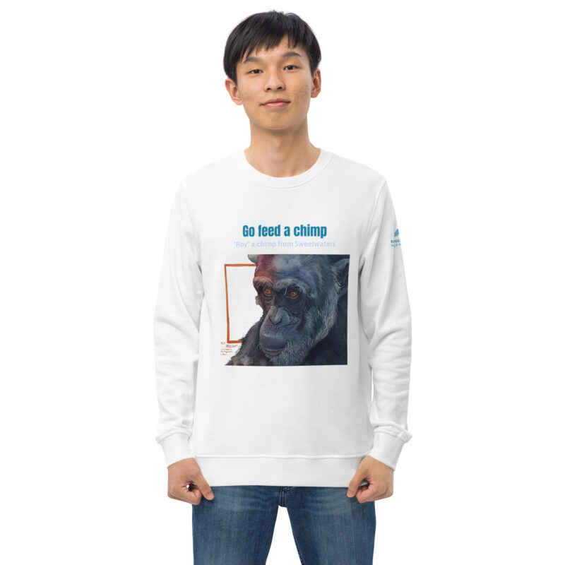 Unisex organic sweatshirt, Go feed a chimp - Image 44