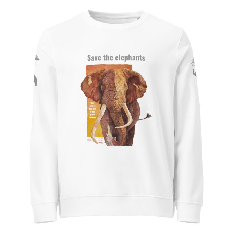 Unisex organic sweatshirt, save the elephants, grey text - Image 16