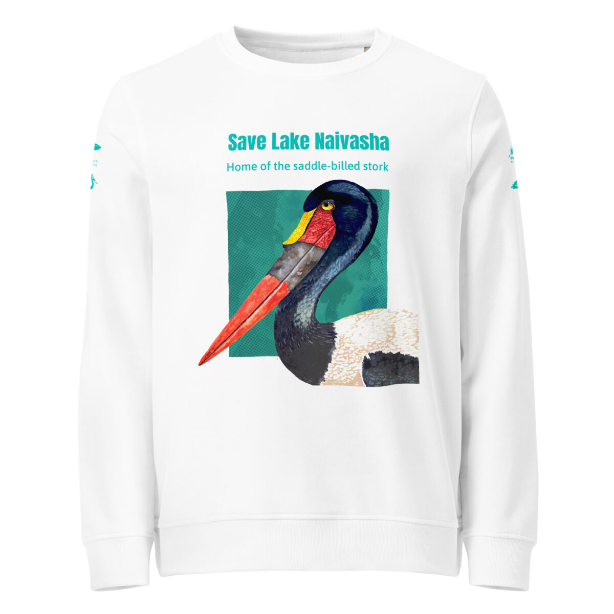 Unisex organic sweatshirt, save Lake Naivasha (saddle-billed stork) - Image 117