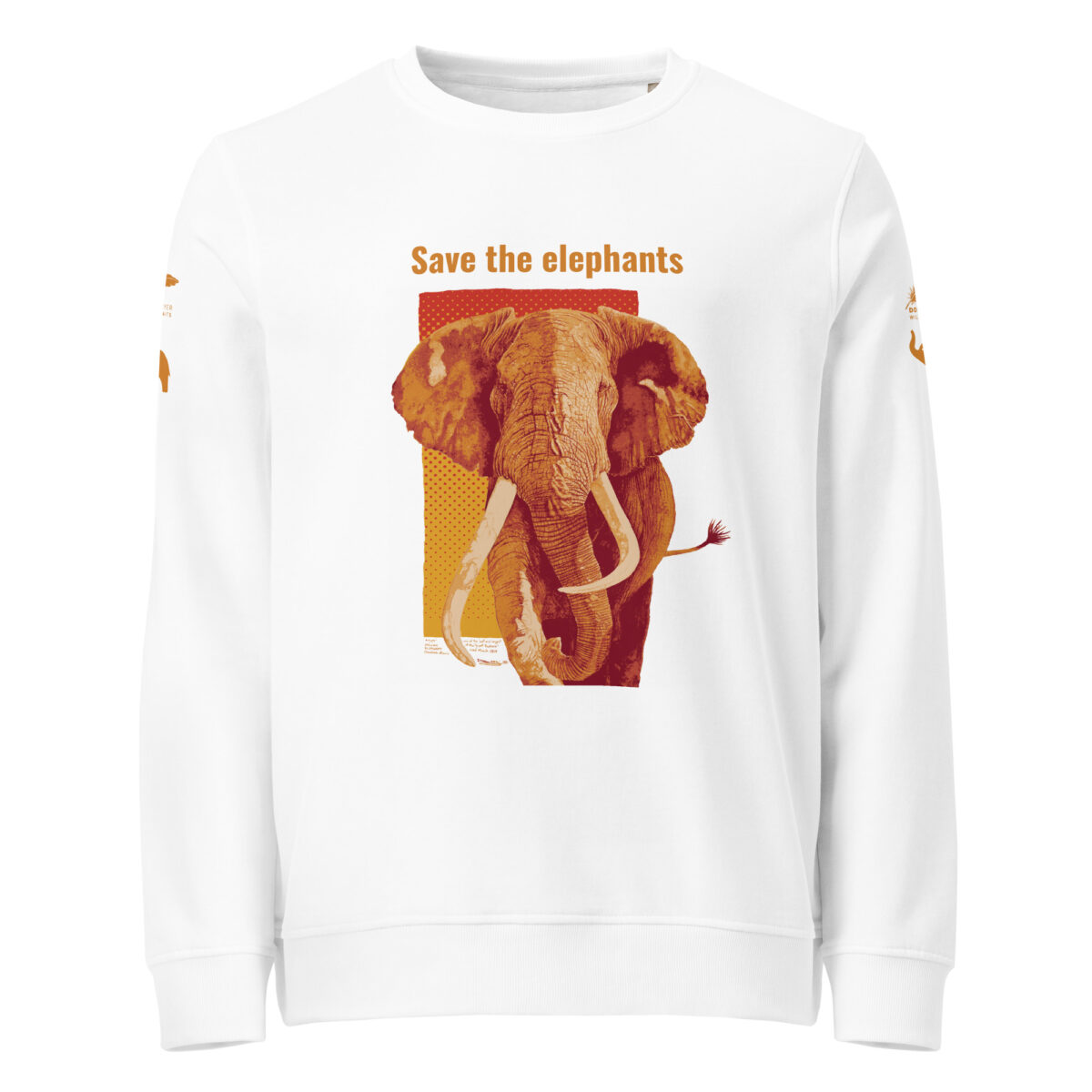 Unisex organic sweatshirt, Save the elephants (posterized art of "Tim",one of te last of thegiant tuskers. - Image 43