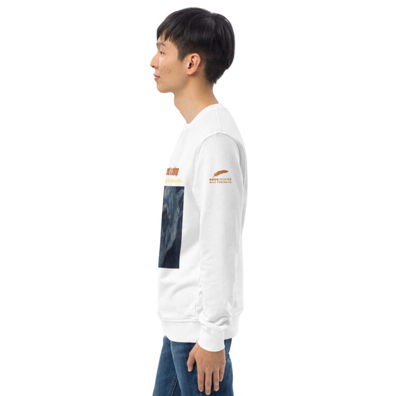 Unisex organic sweatshirt, Go feed a chimp - Image 37