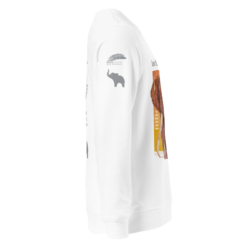 Unisex organic sweatshirt, save the elephants, grey text - Image 14