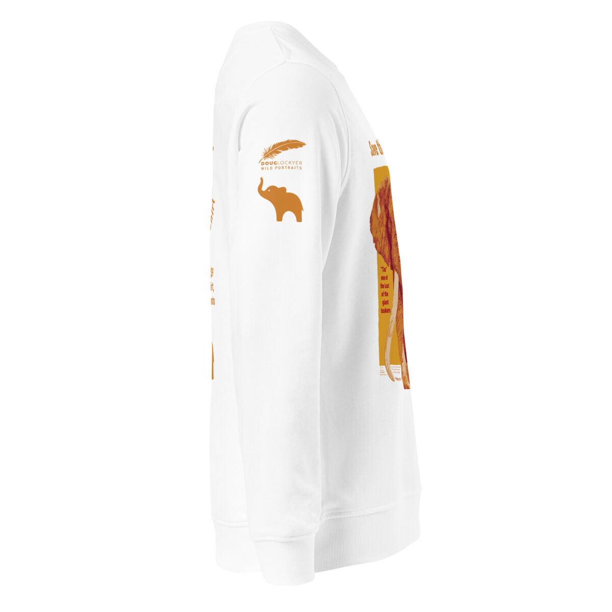 Unisex organic sweatshirt, Save the elephants (posterized art of "Tim",one of te last of thegiant tuskers. - Image 13