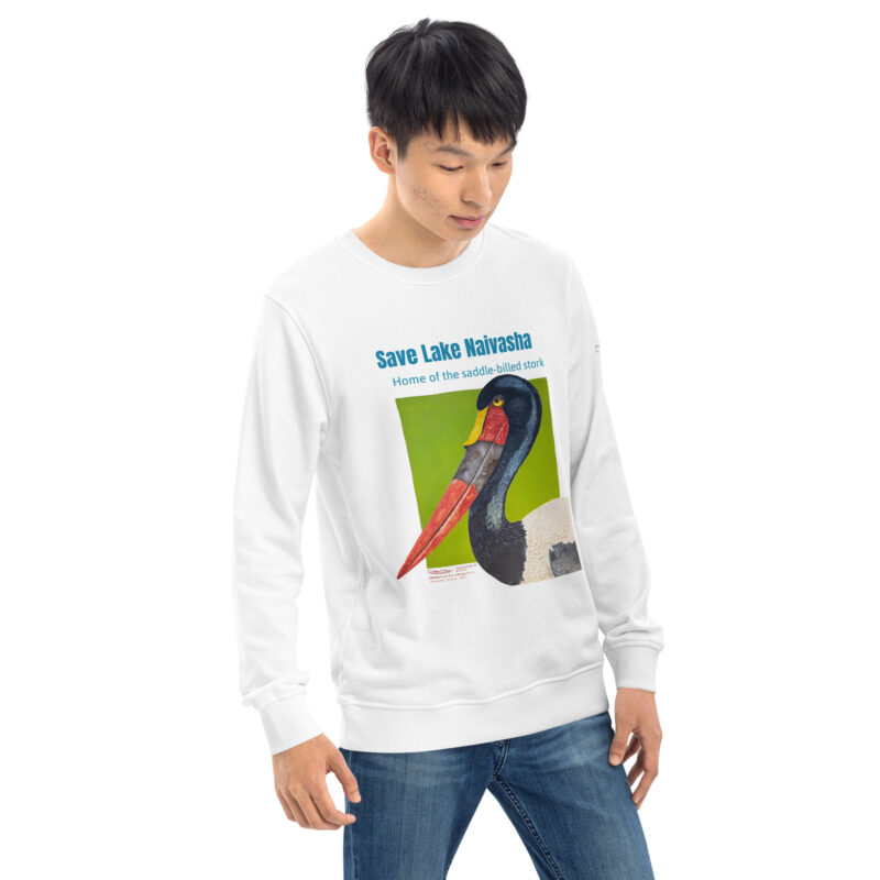Unisex organic sweatshirt, save Lake Naivasha (saddle-billed stork) - Image 60