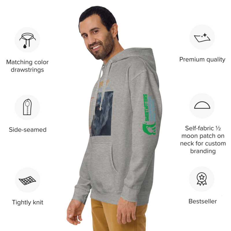 Unisex Hoodie, black, Roy, a chimp from Ol Pejeta - Image 29