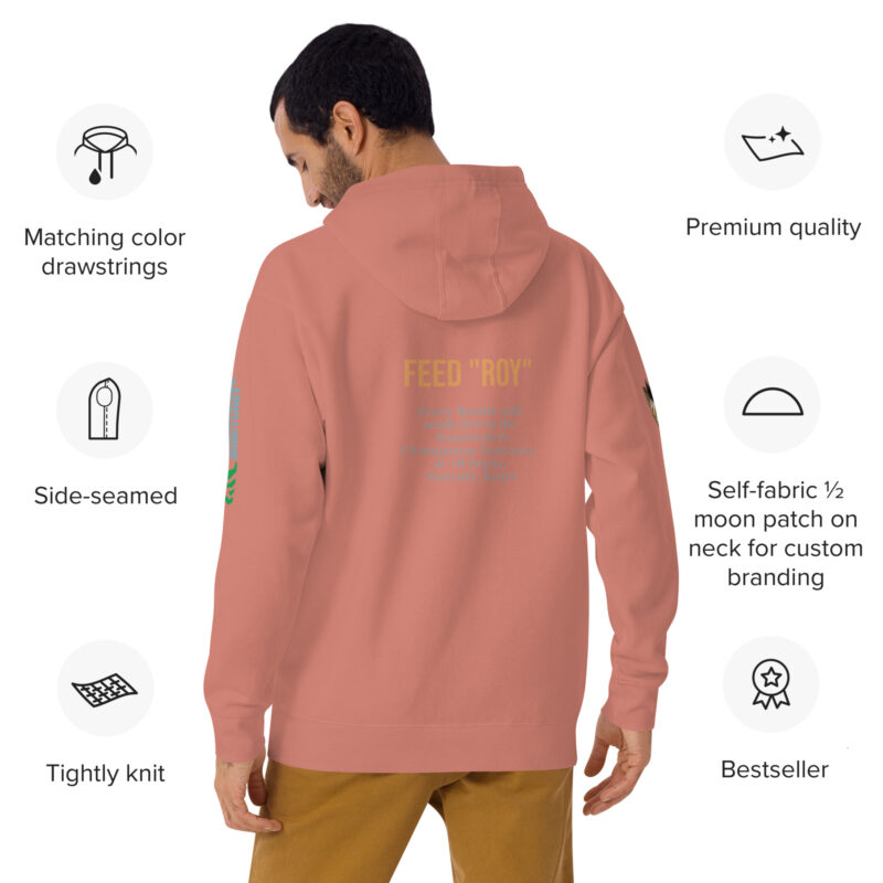Unisex Hoodie, black, Roy, a chimp from Ol Pejeta - Image 25