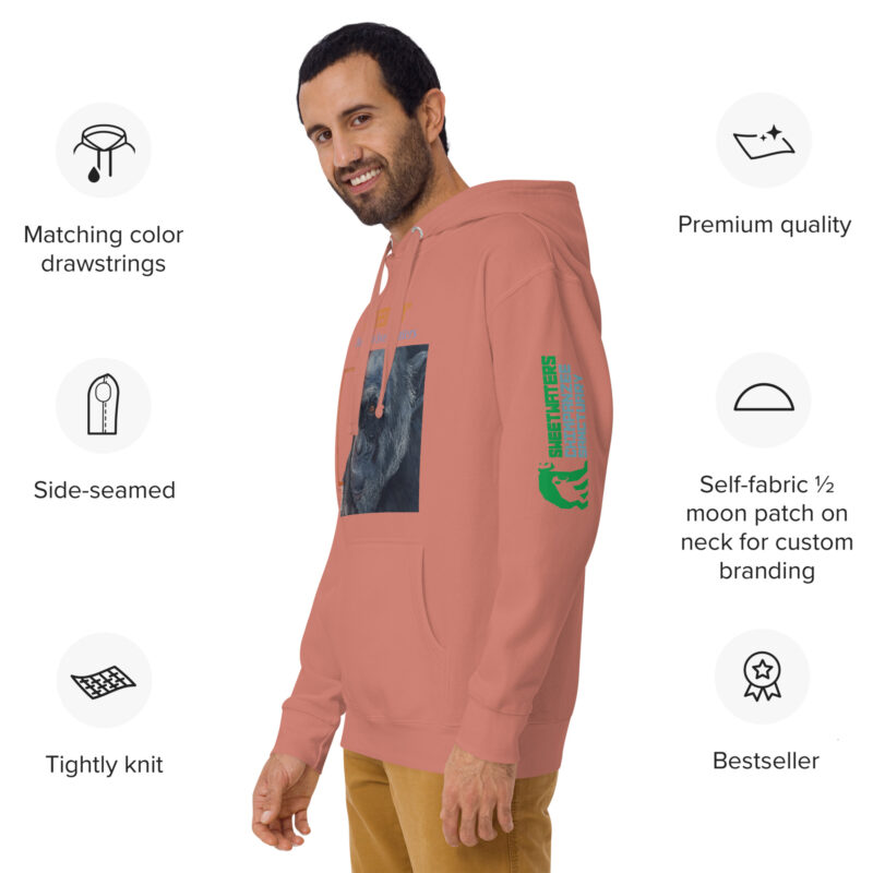 Unisex Hoodie, black, Roy, a chimp from Ol Pejeta - Image 26