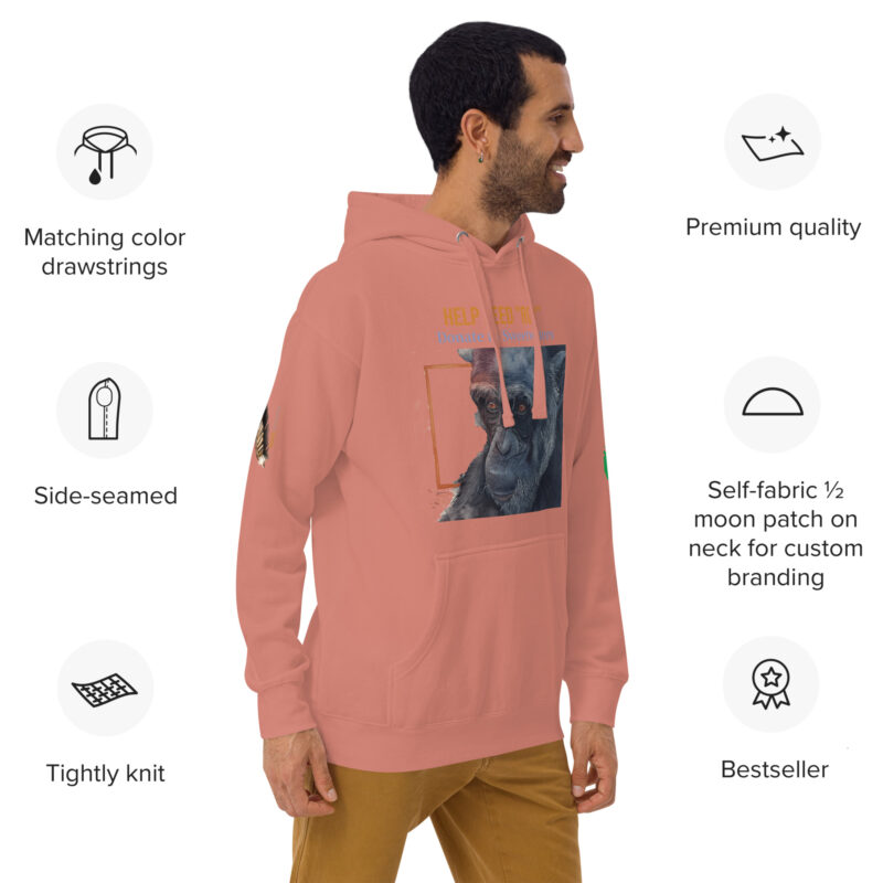 Unisex Hoodie, black, Roy, a chimp from Ol Pejeta - Image 27