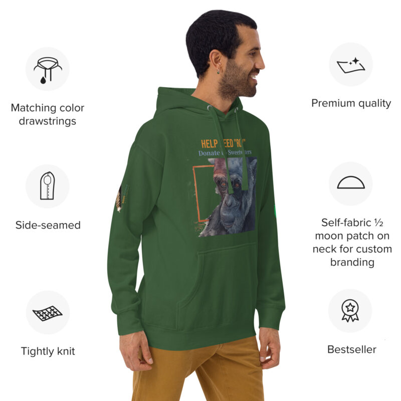 Unisex Hoodie, black, Roy, a chimp from Ol Pejeta - Image 21