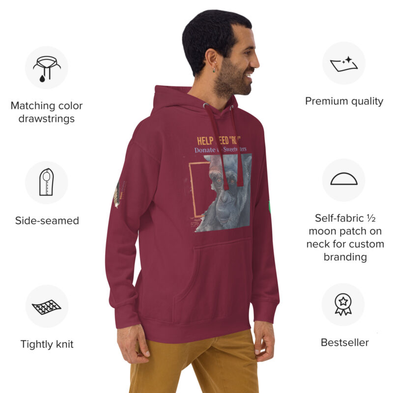 Unisex Hoodie, black, Roy, a chimp from Ol Pejeta - Image 9