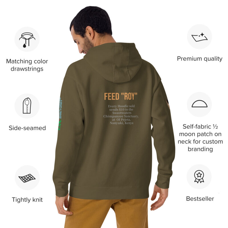 Unisex Hoodie, black, Roy, a chimp from Ol Pejeta - Image 22