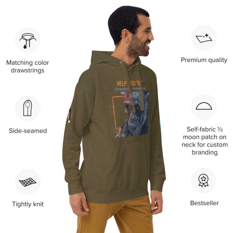 Unisex Hoodie, black, Roy, a chimp from Ol Pejeta - Image 24