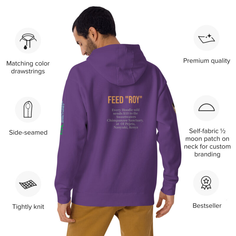 Unisex Hoodie, black, Roy, a chimp from Ol Pejeta - Image 16