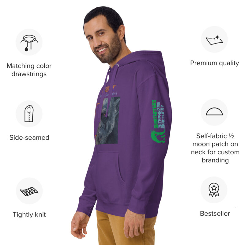Unisex Hoodie, black, Roy, a chimp from Ol Pejeta - Image 17