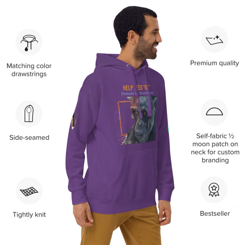 Unisex Hoodie, black, Roy, a chimp from Ol Pejeta - Image 18