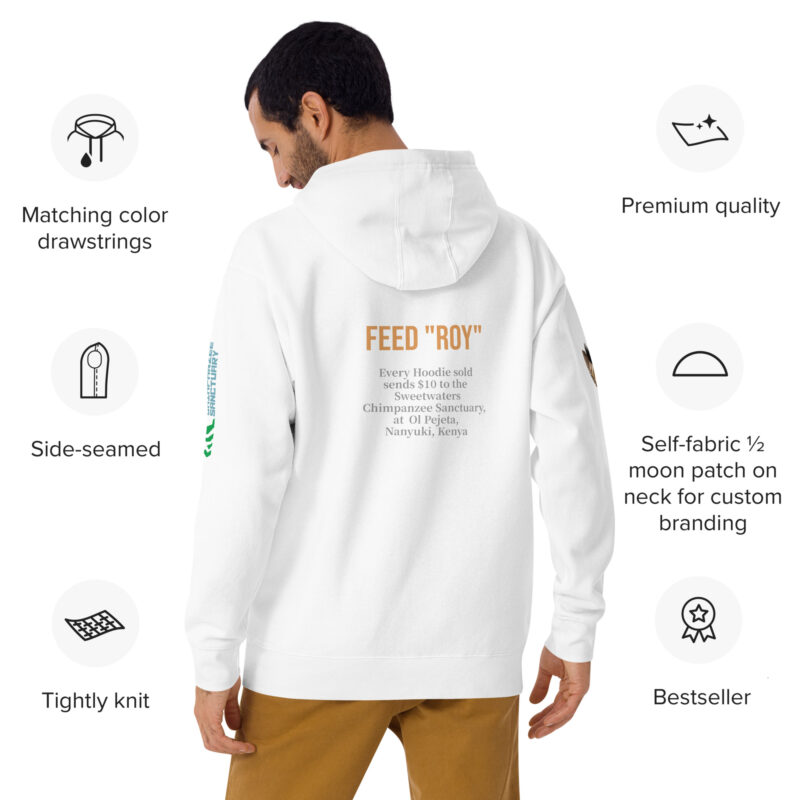 Unisex Hoodie, black, Roy, a chimp from Ol Pejeta - Image 31