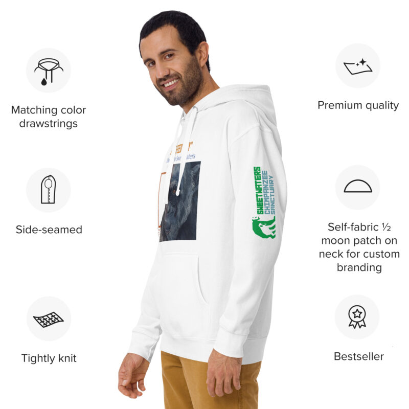 Unisex Hoodie, black, Roy, a chimp from Ol Pejeta - Image 32
