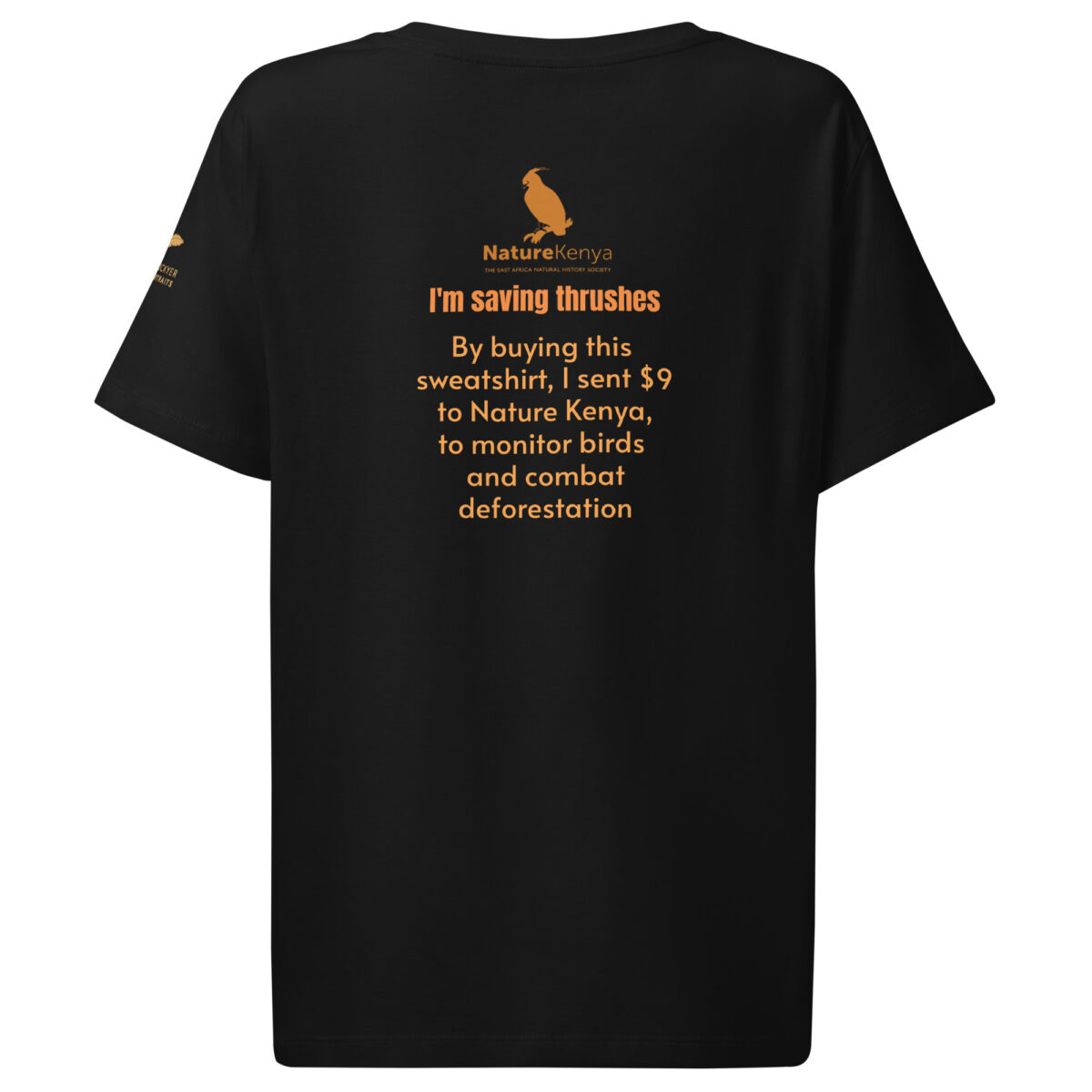 Women’s organic ribbed neck t-shirt, save the Taita thrush - Image 3