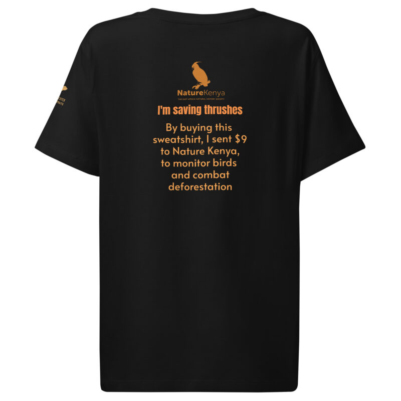 Women’s organic ribbed neck t-shirt, save the Taita thrush - Image 3