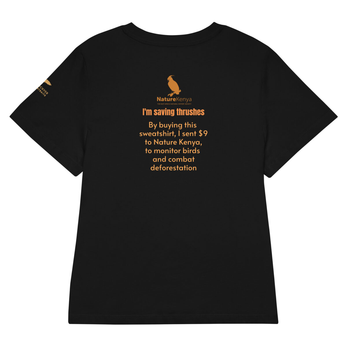 Women’s organic ribbed neck t-shirt, save the Taita thrush - Image 5