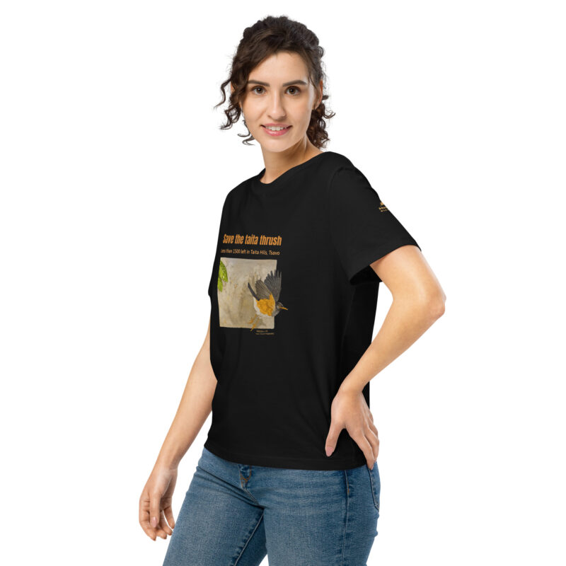 Women’s organic ribbed neck t-shirt, save the Taita thrush - Image 26