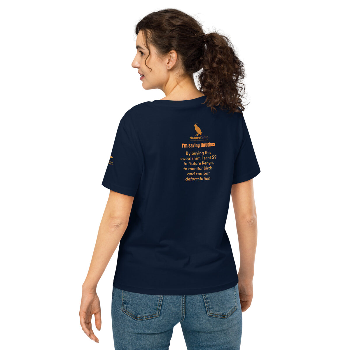 Women’s organic ribbed neck t-shirt, save the Taita thrush - Image 27