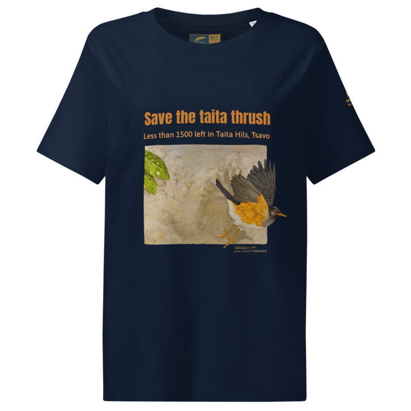 Women’s organic ribbed neck t-shirt, save the Taita thrush - Image 8