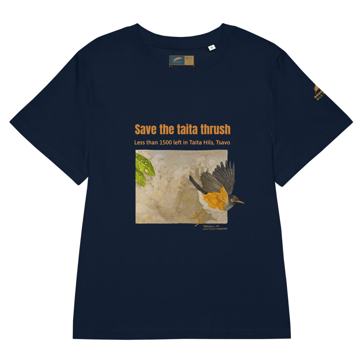 Women’s organic ribbed neck t-shirt, save the Taita thrush - Image 10