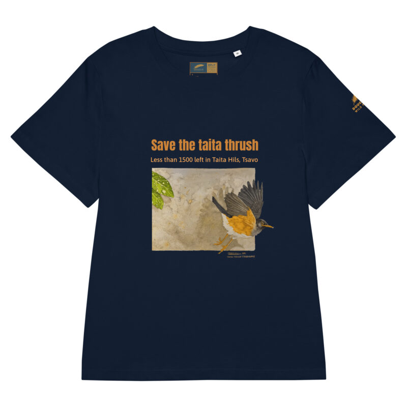 Women’s organic ribbed neck t-shirt, save the Taita thrush - Image 10