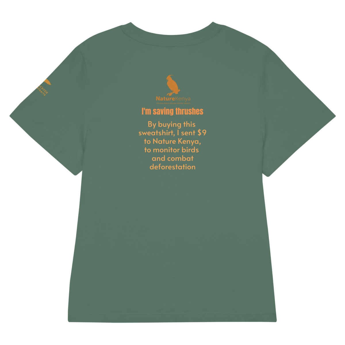 Women’s organic ribbed neck t-shirt, save the Taita thrush - Image 15