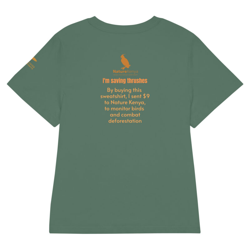 Women’s organic ribbed neck t-shirt, save the Taita thrush - Image 15